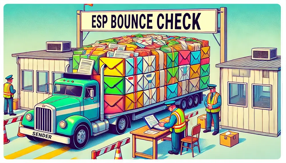 Ilustração de um servidor de email buscando hard bounces